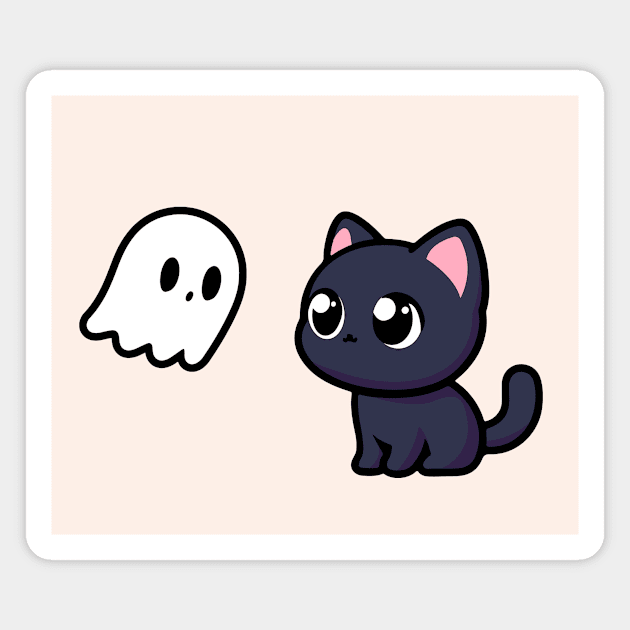 Cat and Ghost Magnet by CreativeSage